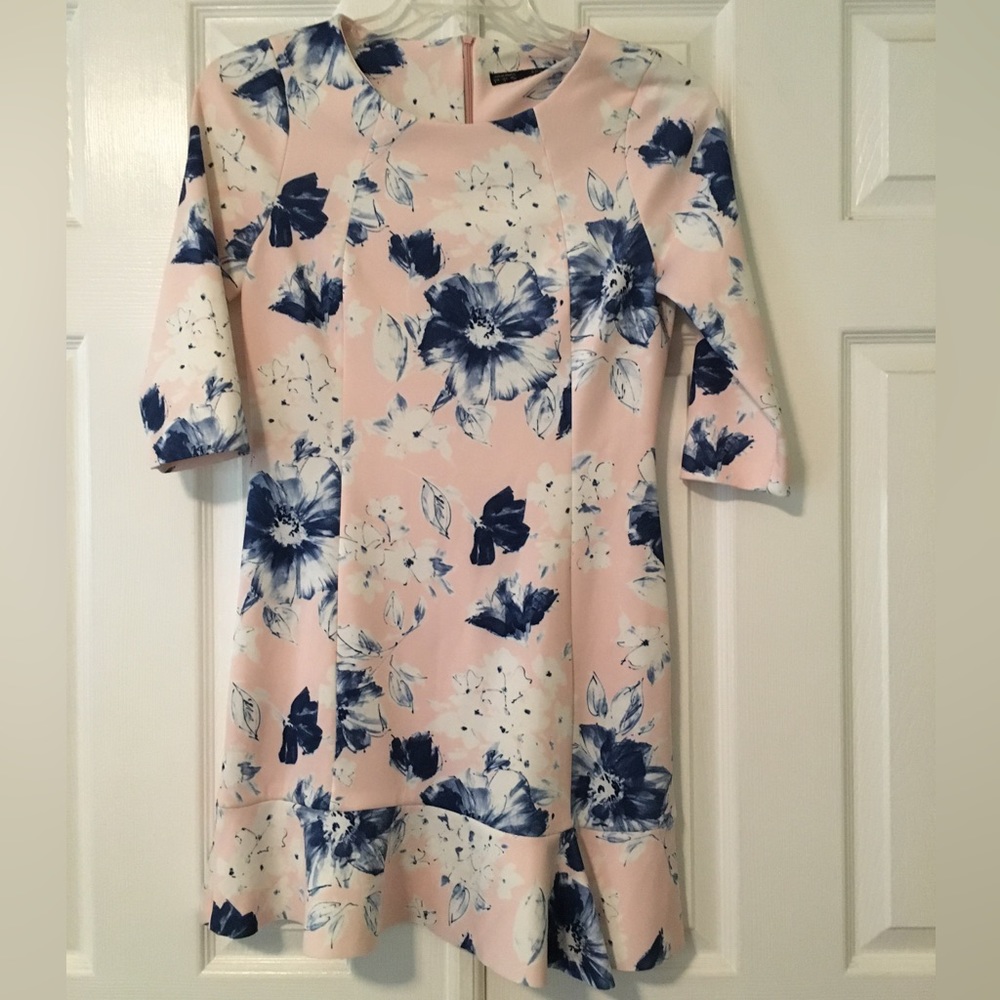 ZARA Pink & Blue Floral Dress